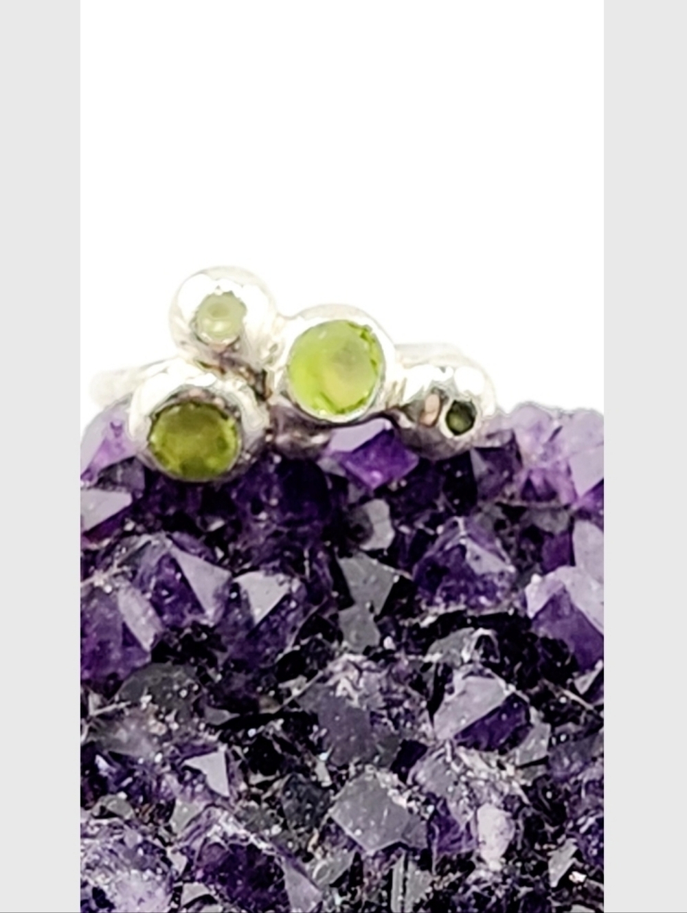PERIDOT CRYSTAL RING handmade in Sterling Silver metal size 5